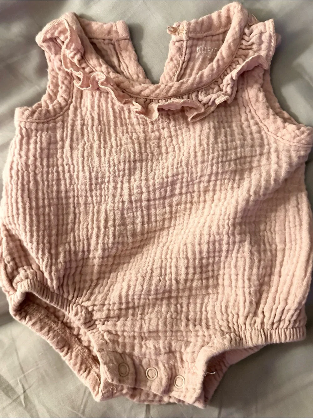 Baby Girls Pink Ruffle Muslin One-Piece Bodysuit